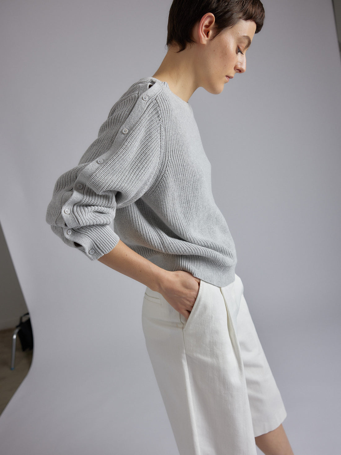 Ribscott Sweat Sweater 24p Grey Mel