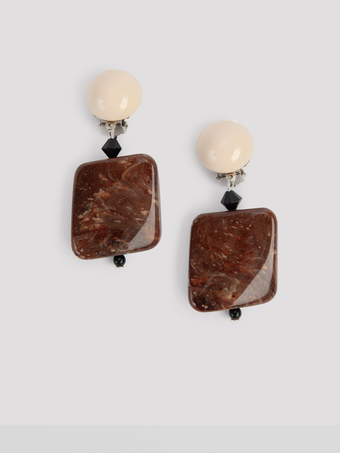 Square clip earrings marron - Angela Caputi