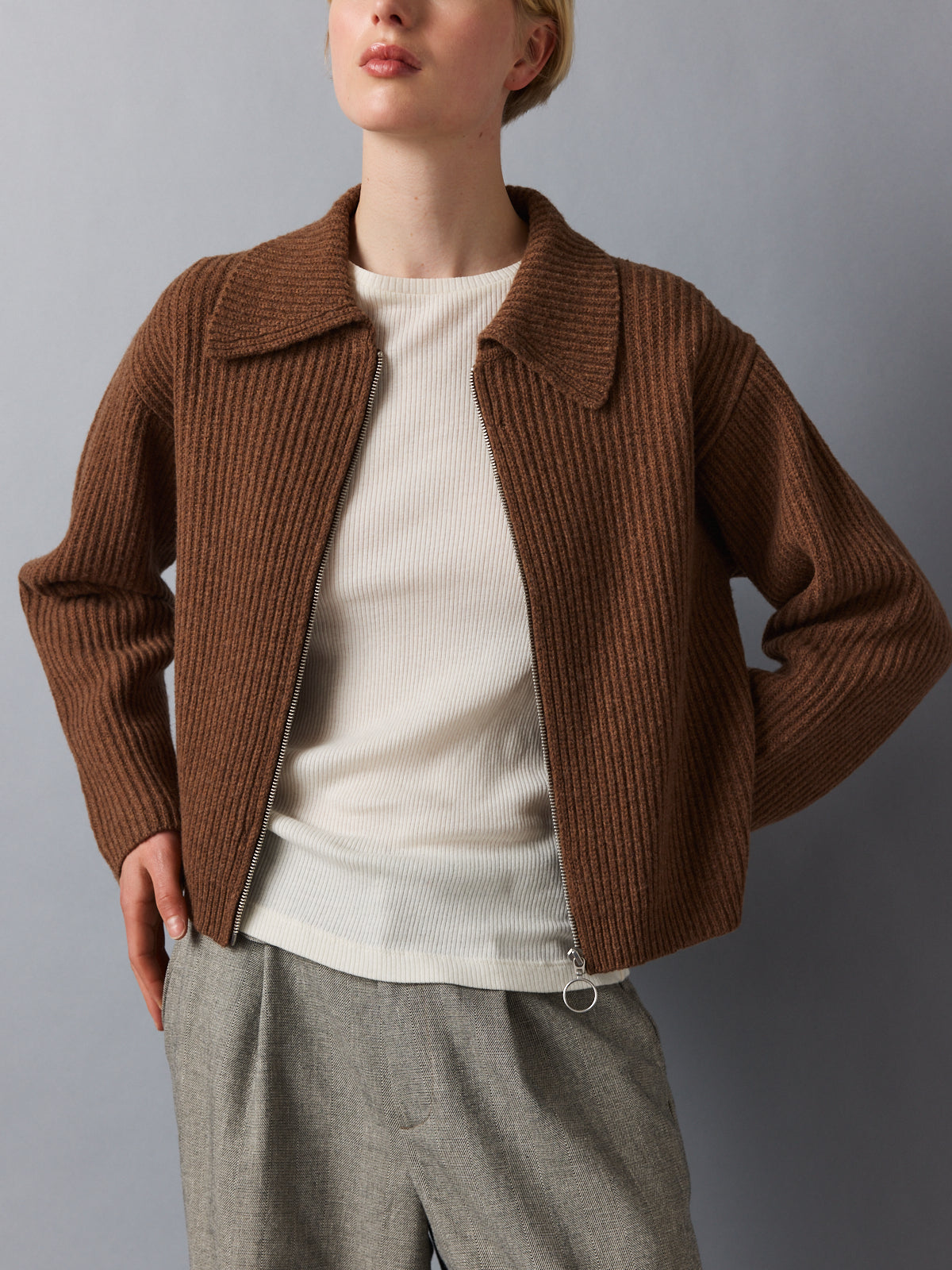 Gal Zip Jacket 25h Noisette – Rue Blanche