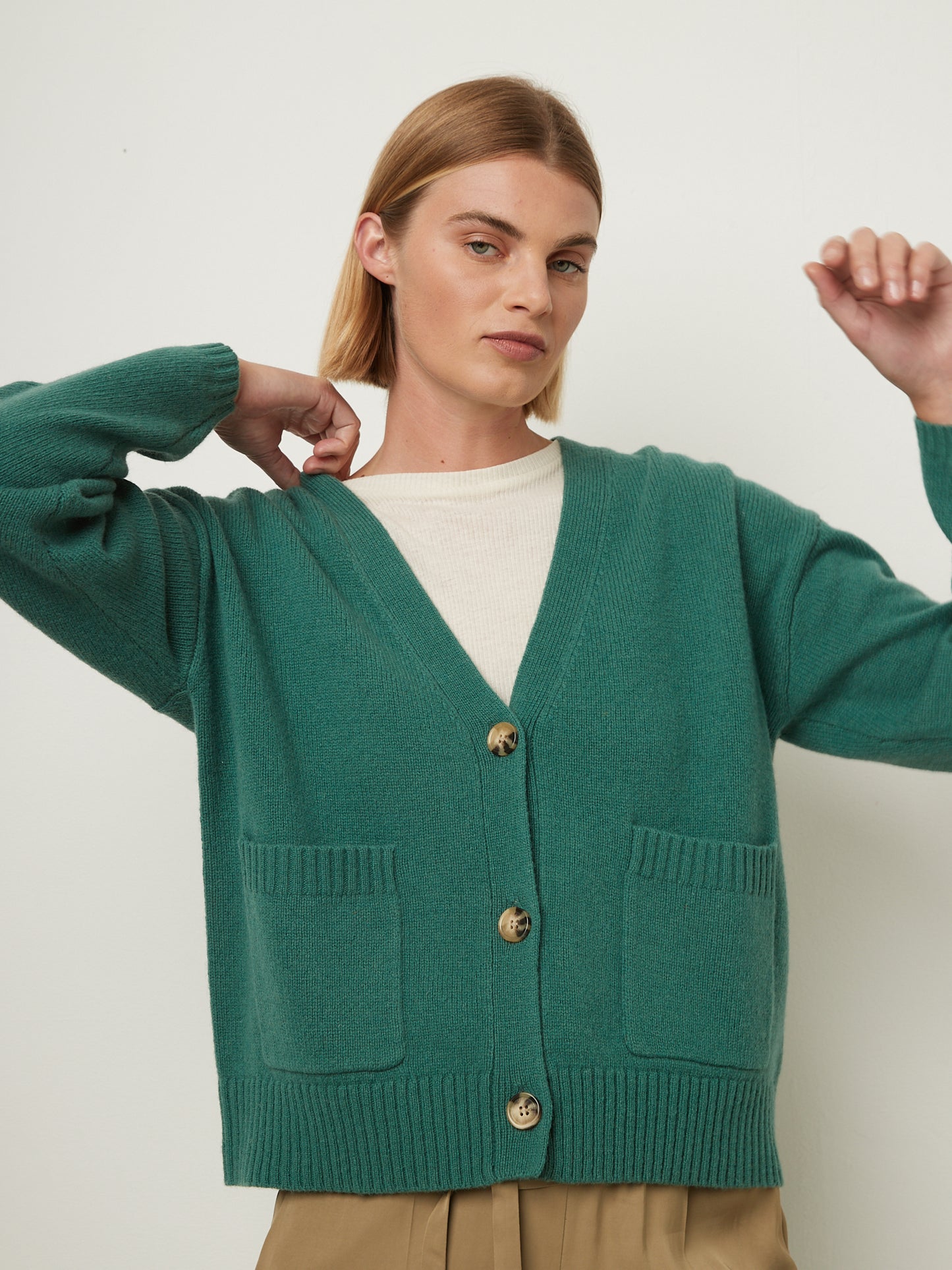 Wool Cardigan 24a Green – Rue Blanche