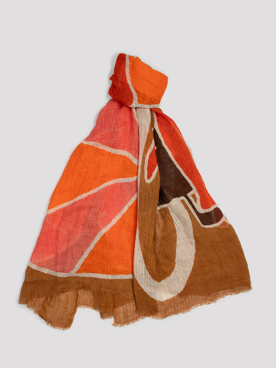 Zanzibar orange printed scarf - Lovat & Green