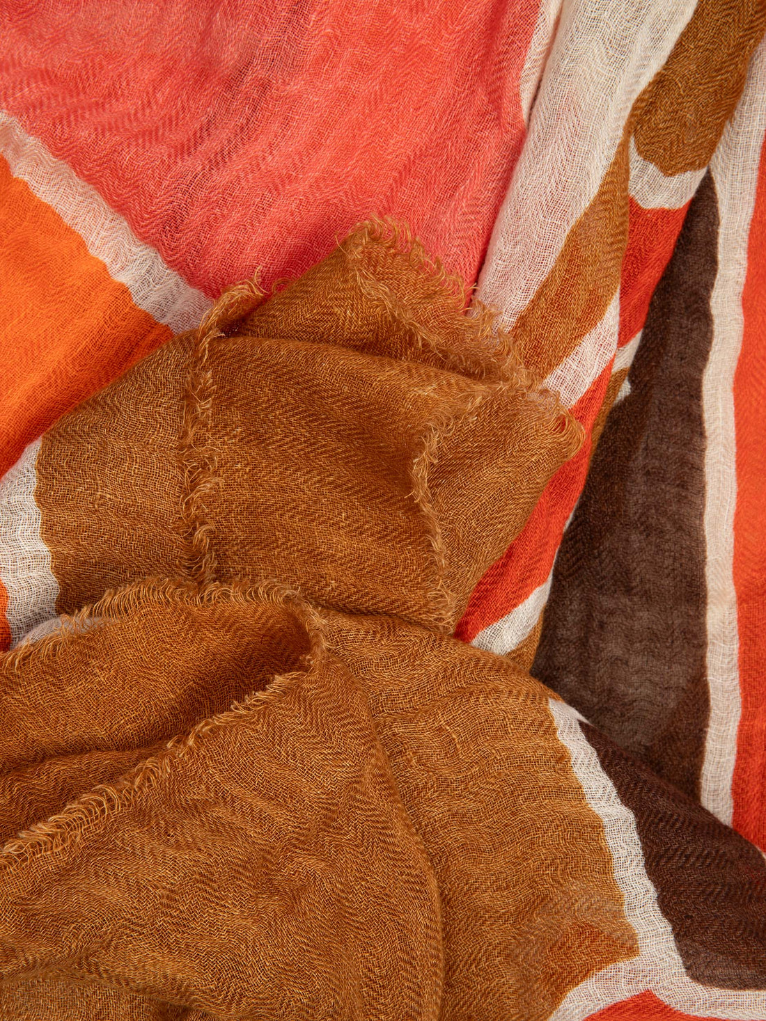 Zanzibar orange printed scarf - Lovat & Green
