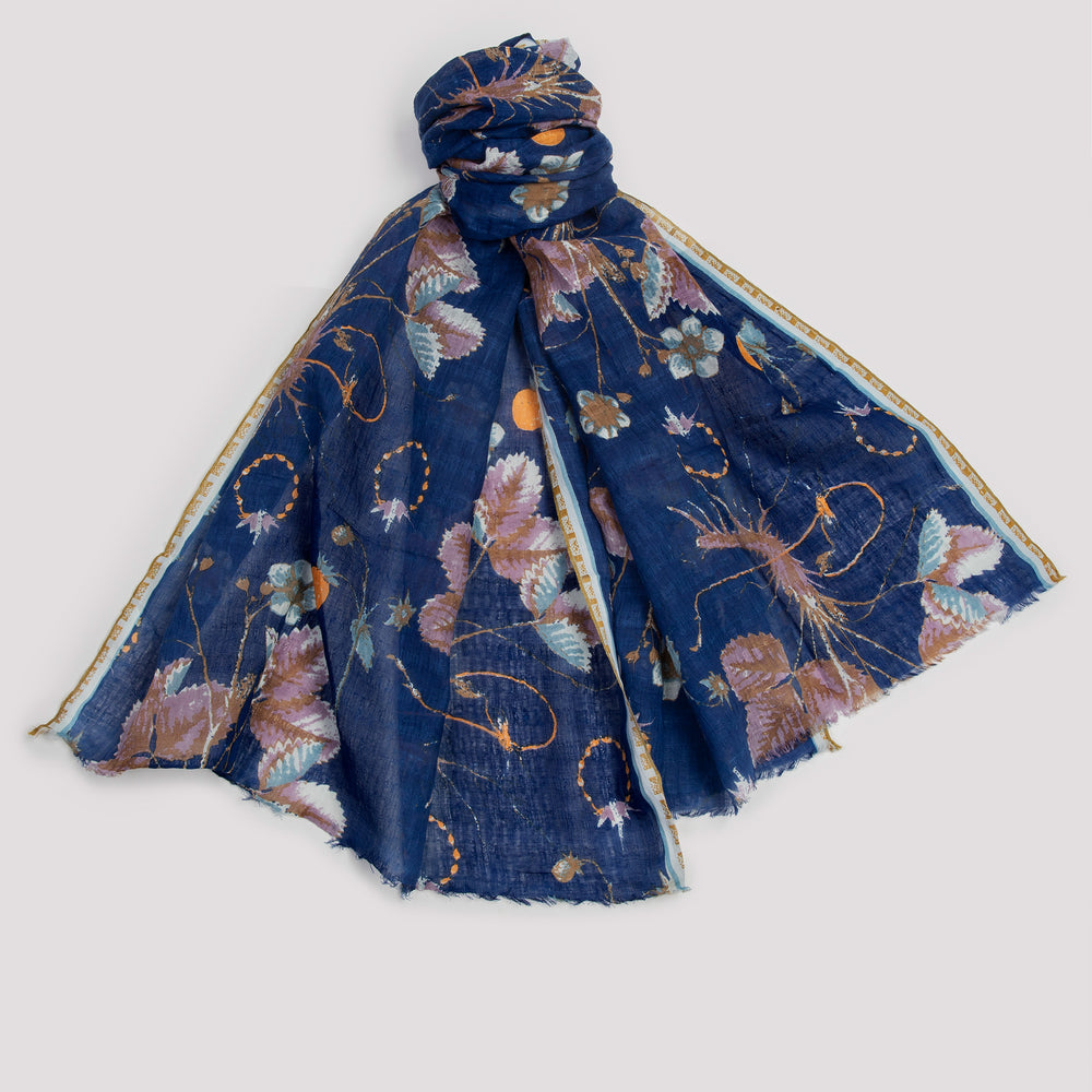 Flowered scarf navy Ps2476- Epice