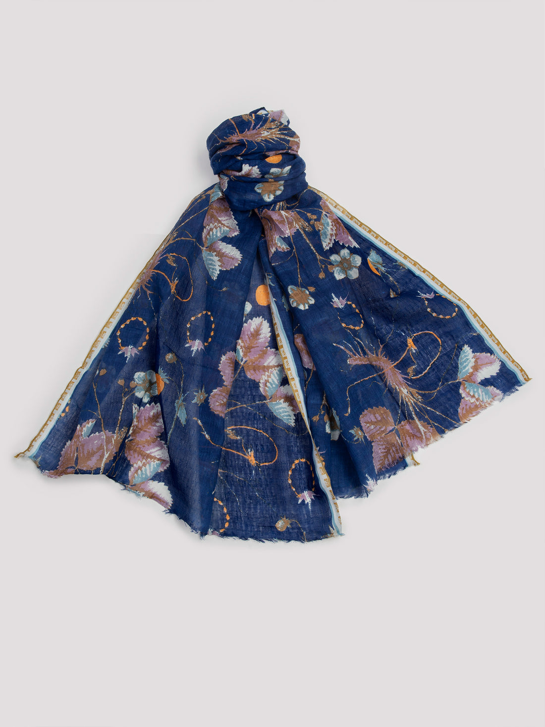 Flowered scarf navy Ps2476- Epice
