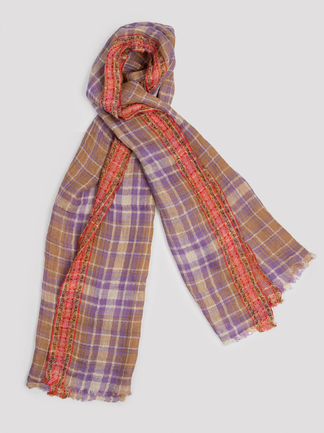 Namibia lilac check scarf - Lovat & Green
