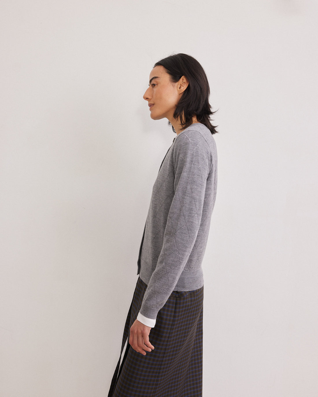 Meri48 Cardi Rond 23a  Grey Mel