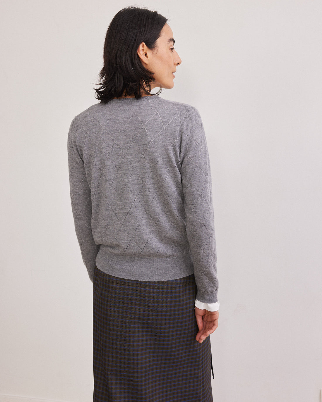 Meri48 Cardi Rond 23a  Grey Mel