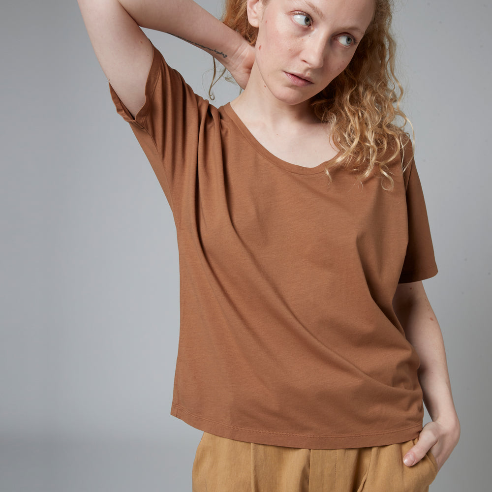 Organic Rond T-shirt 24p Tobacco