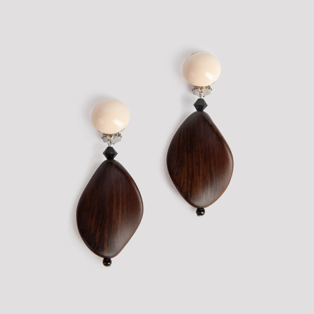 Clip wooden earrings - Angela Caputi