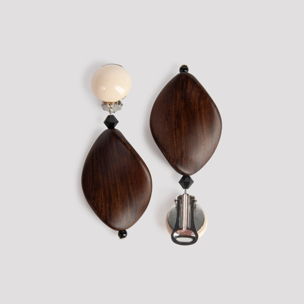 Clip wooden earrings - Angela Caputi