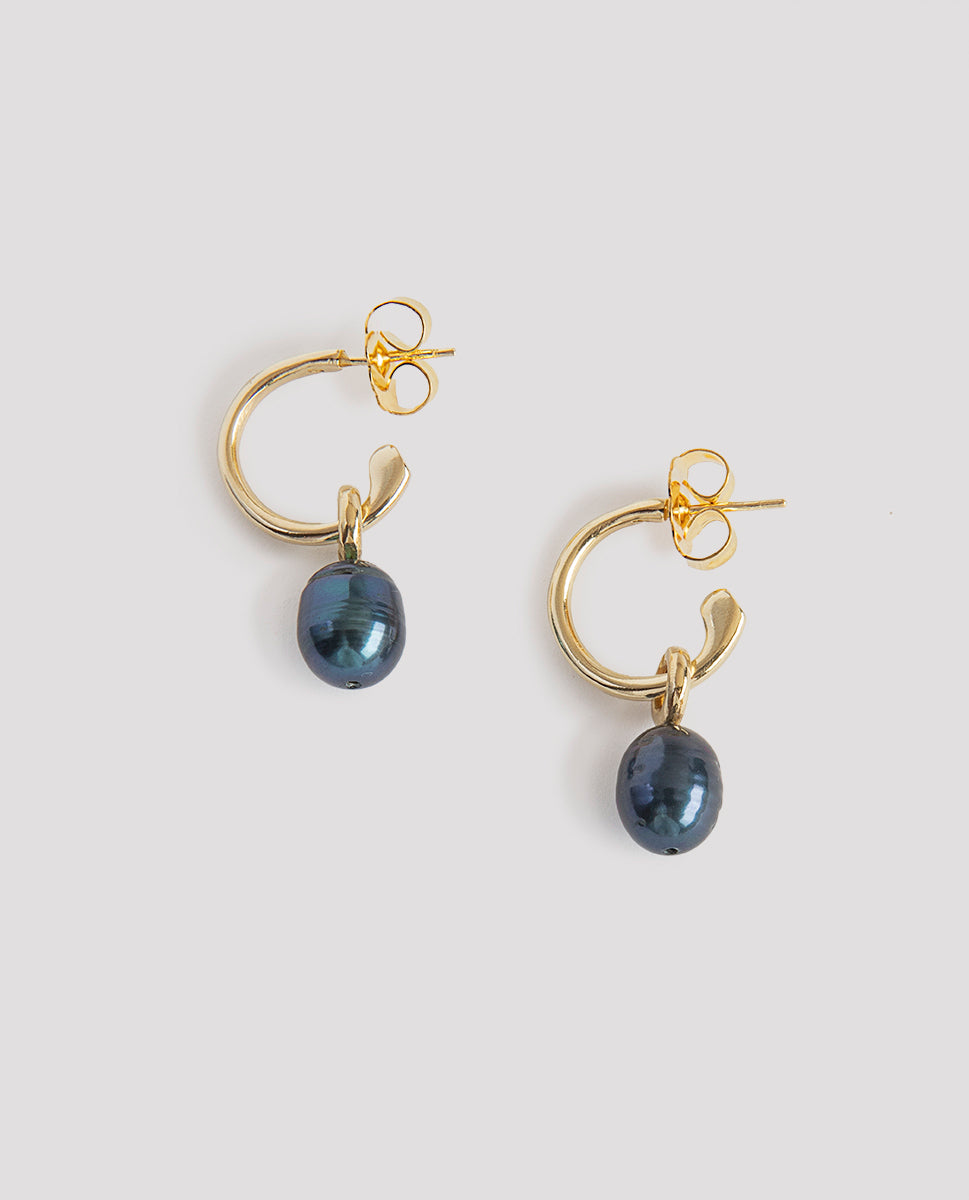 Black pearls Arandela earrings - Lepagon