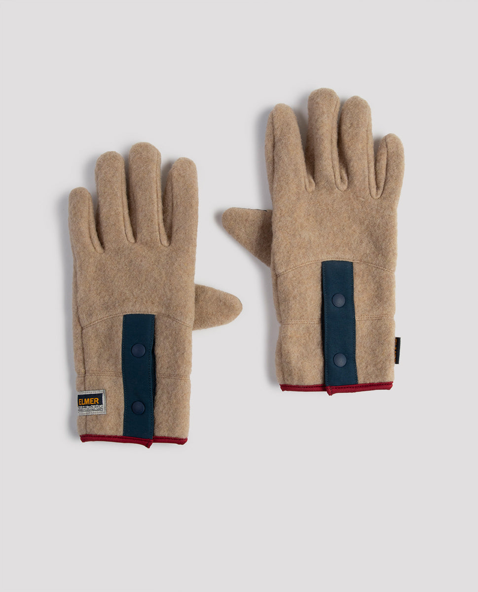 Recycled wool fleecy gloves camel - Elmer