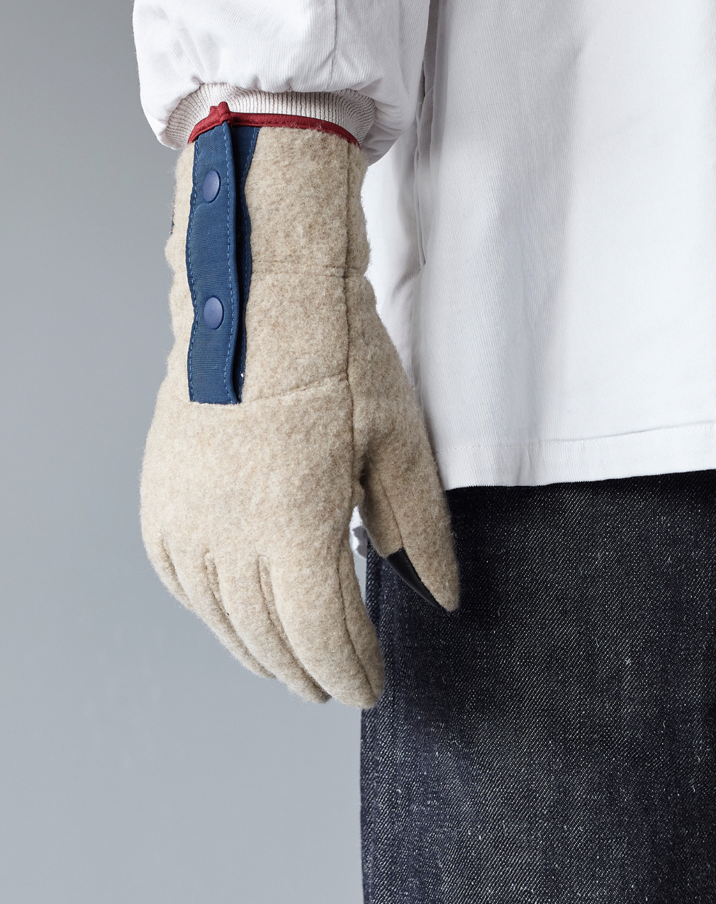 Recycled wool fleecy gloves camel - Elmer