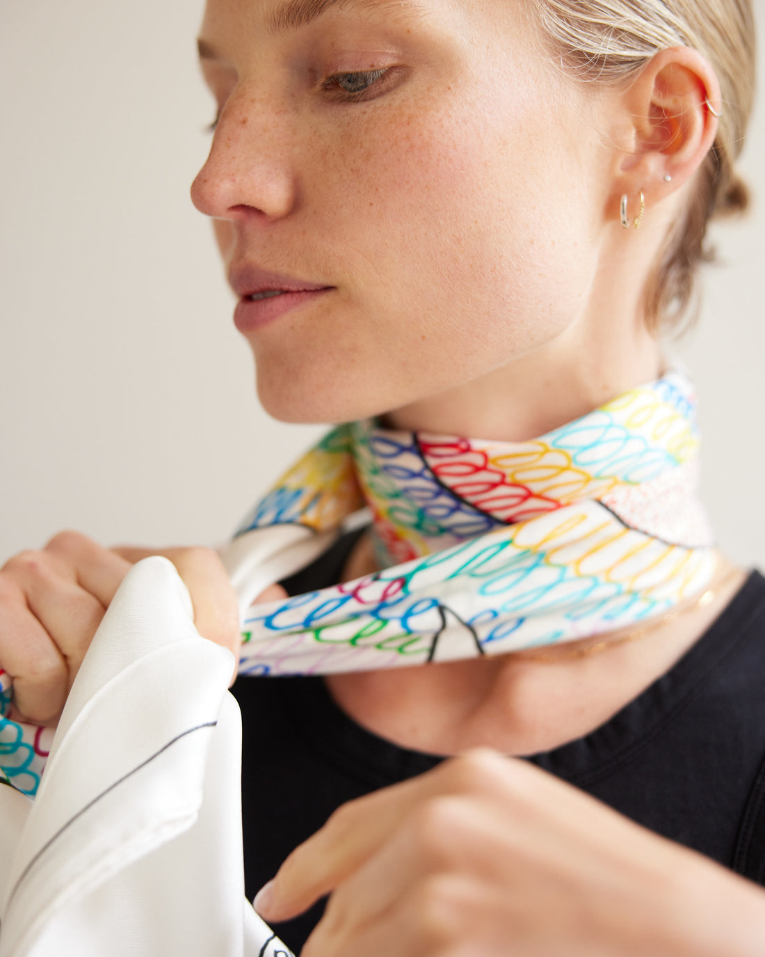Silk printed scarf 22p - Rue Blanche