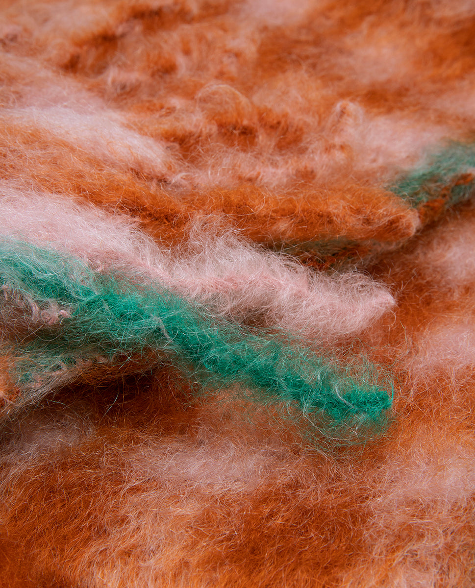 Glasgow mohair scarf 22h  - Lovat & Green