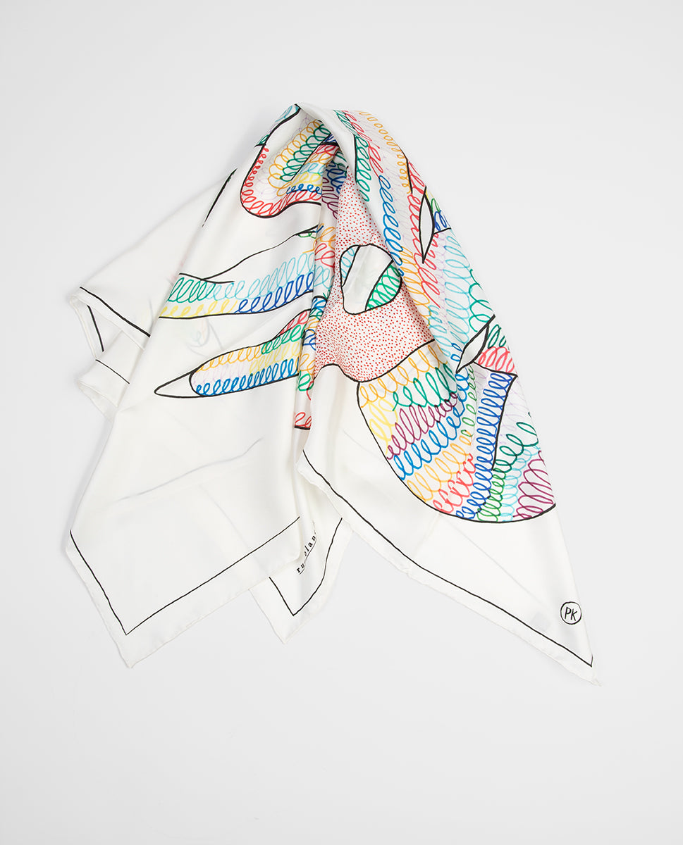 Silk printed scarf 22p - Rue Blanche