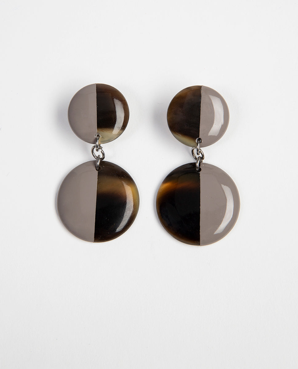 Full double disc earrings coffee 22h - L'indochineur